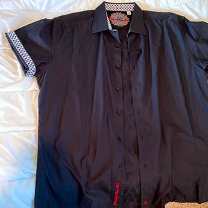 Black Robert Graham Dress Shirt Size XXL 2TG Short Sleeve